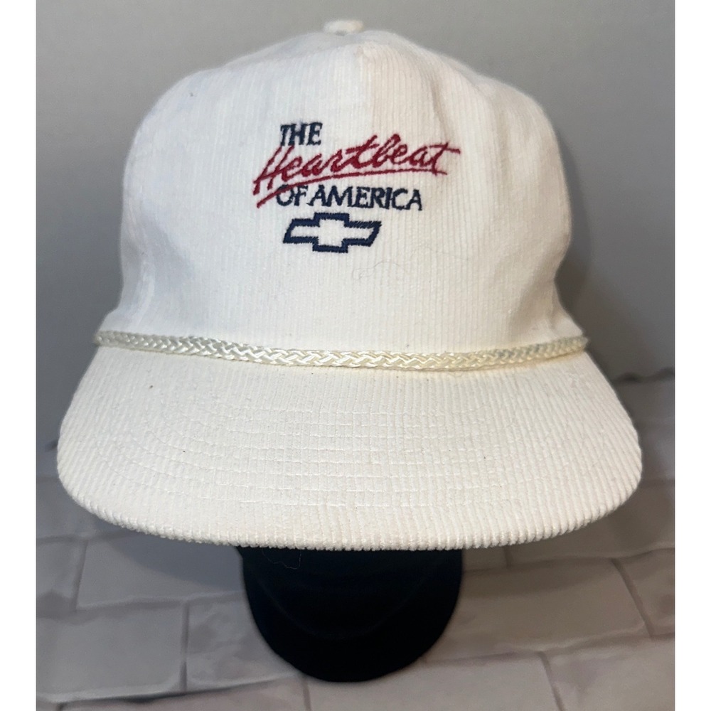 Chevrolet‎ Heartbeat of America White Corduroy Rope Snapback Hat Vintage Style